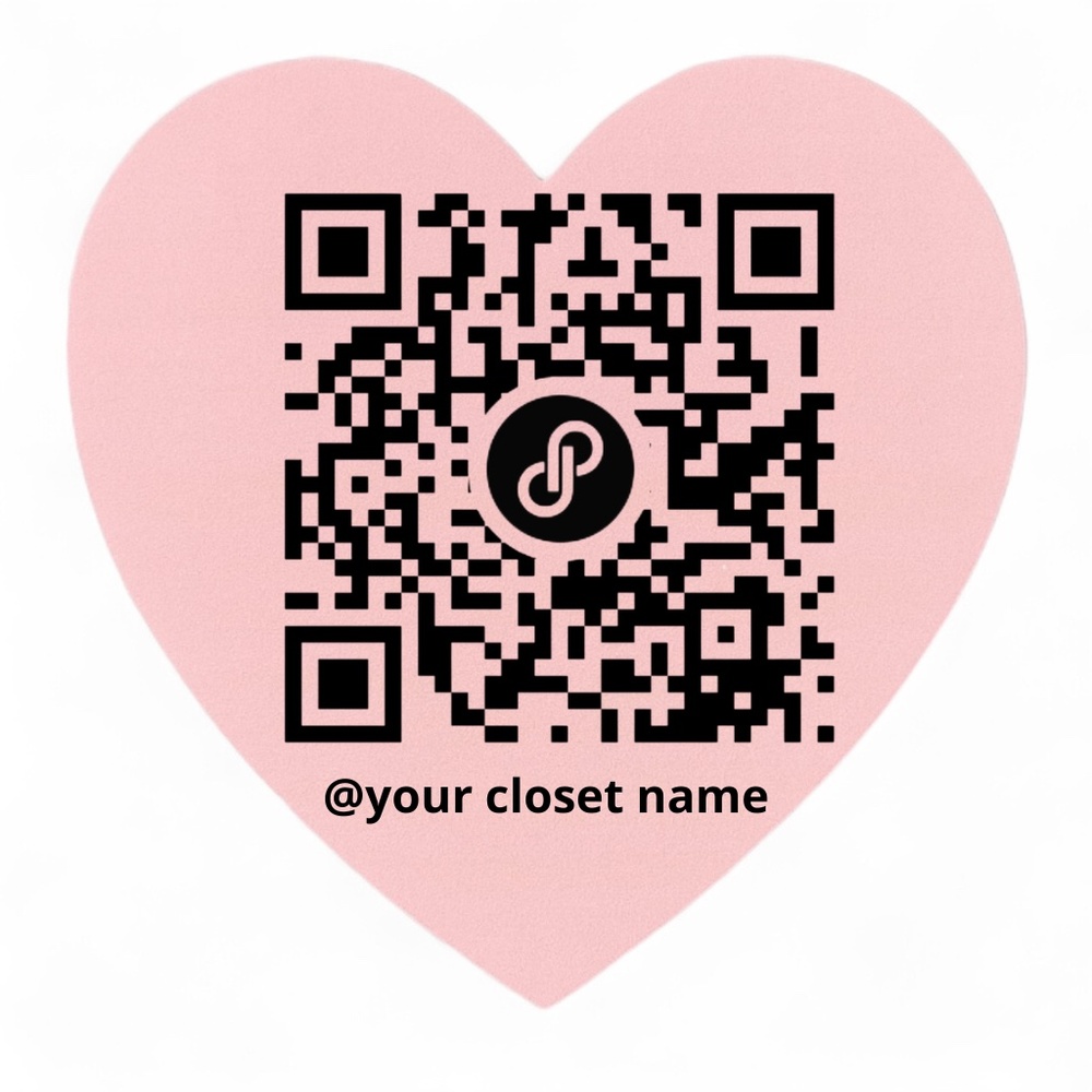 Custom Poshmark QR Code Sticker | RED or PINK Heart Closet Label 2" STICKER - Picture 2 of 2